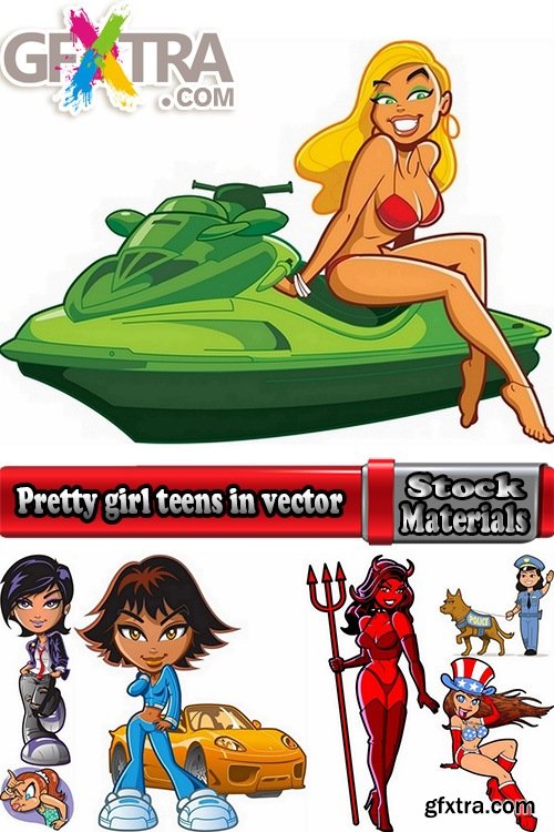 Pretty girl teens in vector from stock 25 Eps