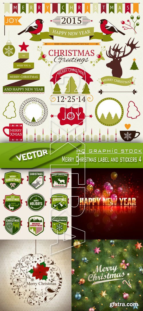 Stock Vector - Merry Christmas label and stickers 4