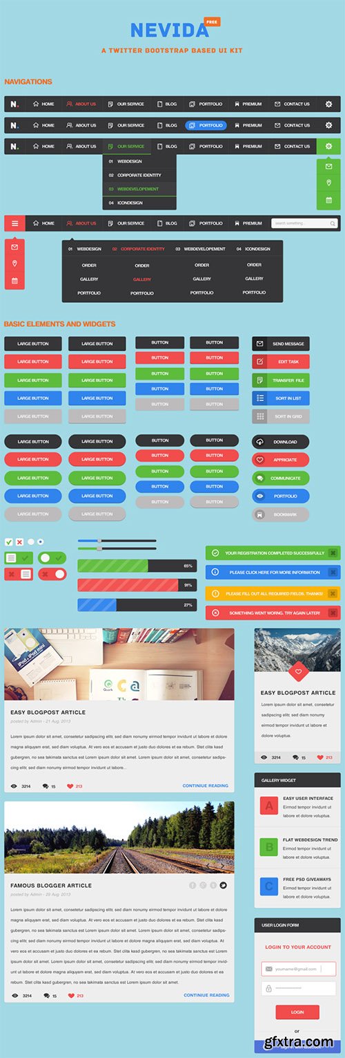 PSD Web Design - Nevida Bootstrap UI Kit