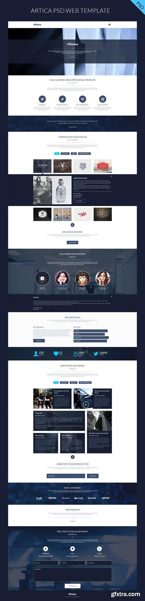 PSD Web Template - Artica - One Page