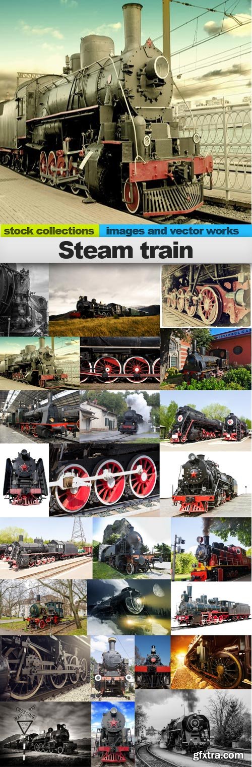 Steam train, 25 x UHQ JPEG