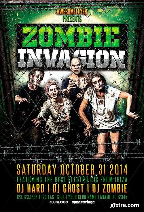 Zombie Invasion Halloween Flyer CM 89899