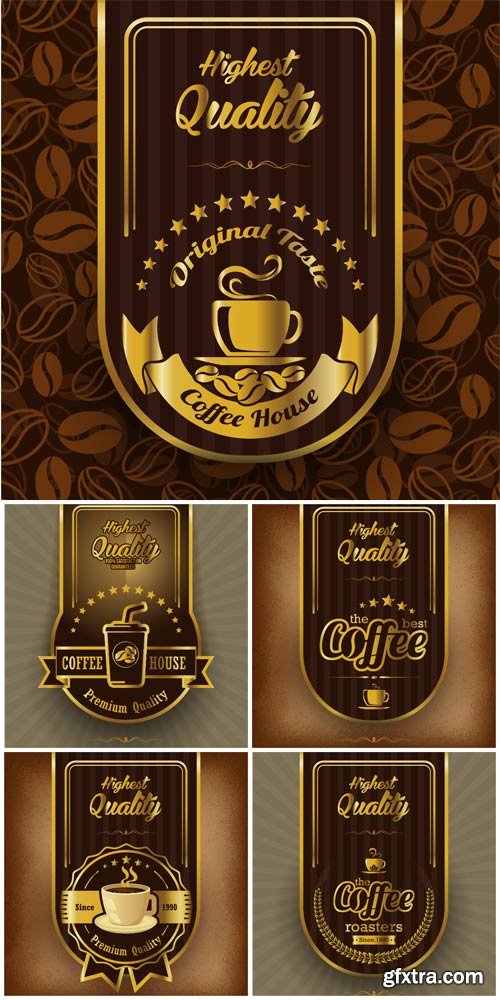 Vector Backgrounds with Coffee Label 10xEPS