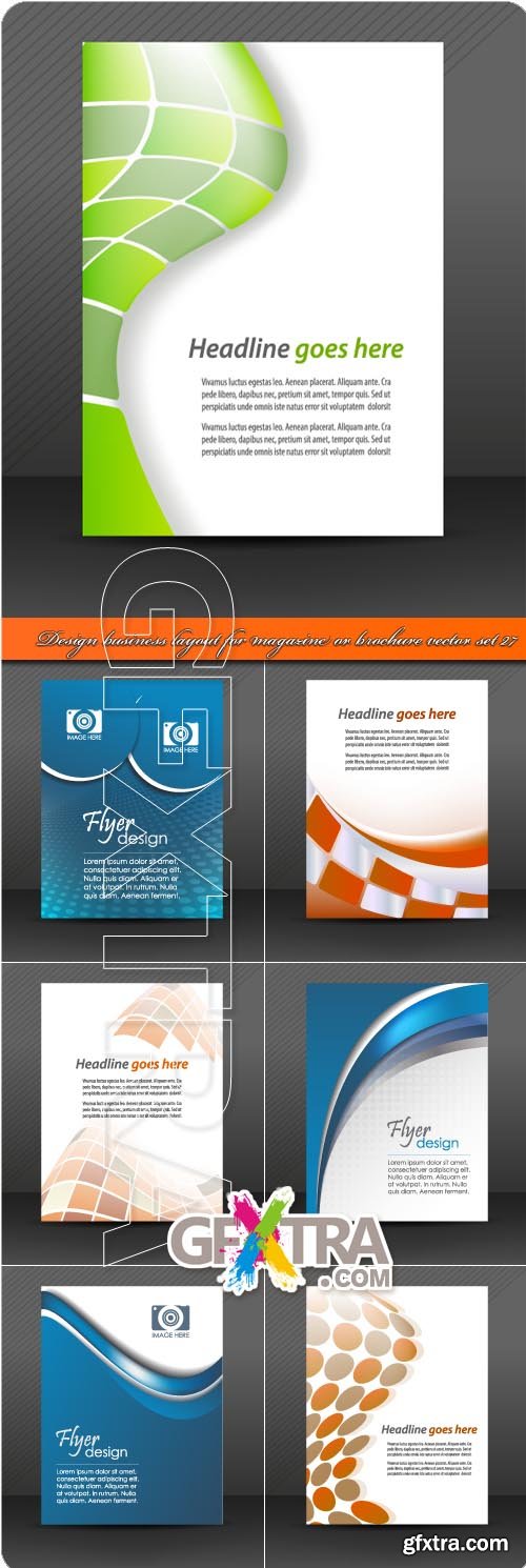 Design Business Layout for Magazine or Brochure Vector Set #27, 7xEPS