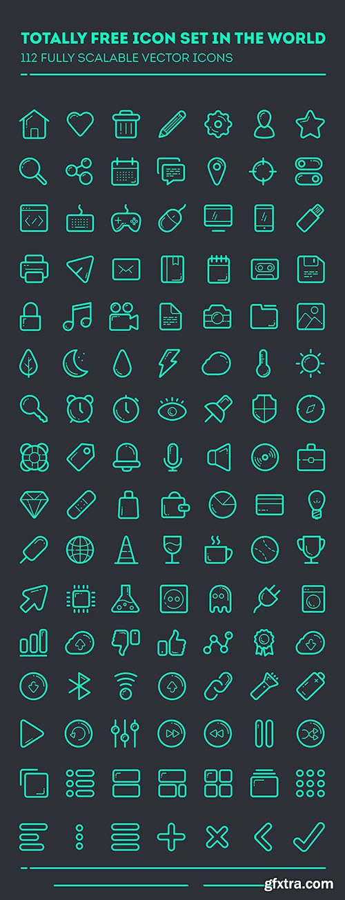 PSD, SVG, EPS Web Icons - 112 Fully Scalable Icons