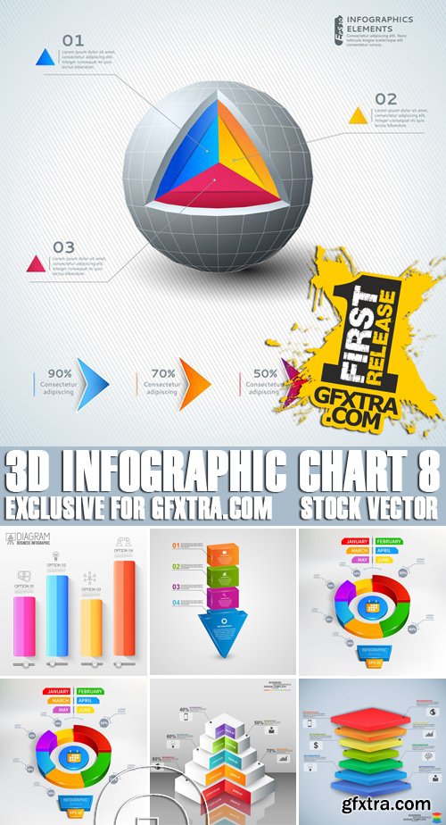 Stock Vectors - 3D Infographic Chart 8, 25xEPS