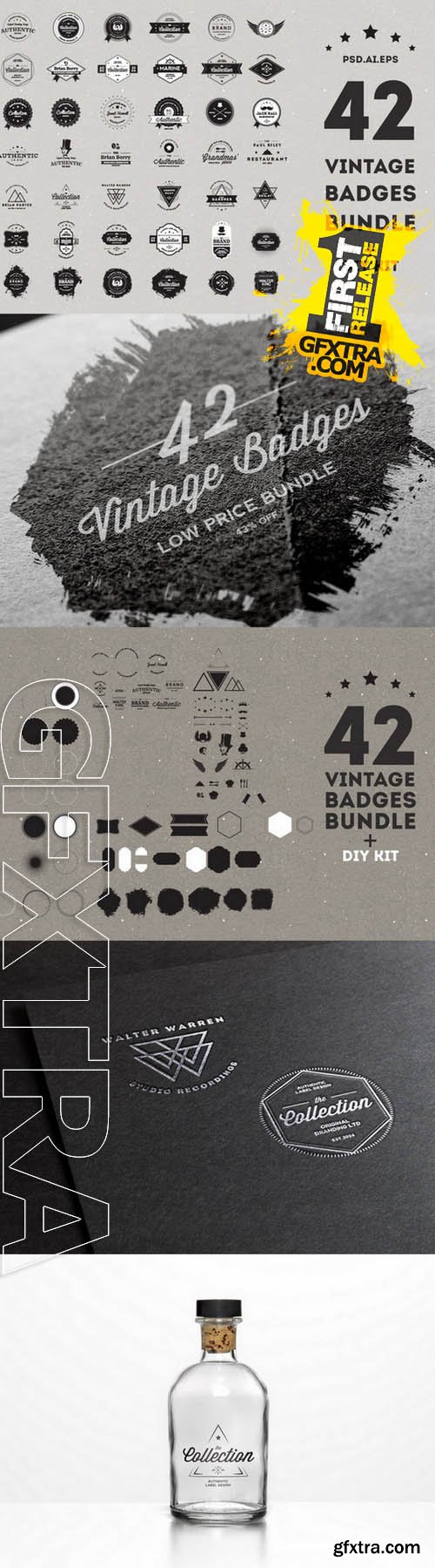 Vintage Badges Bundle - 50% off - Creativemarket 37291