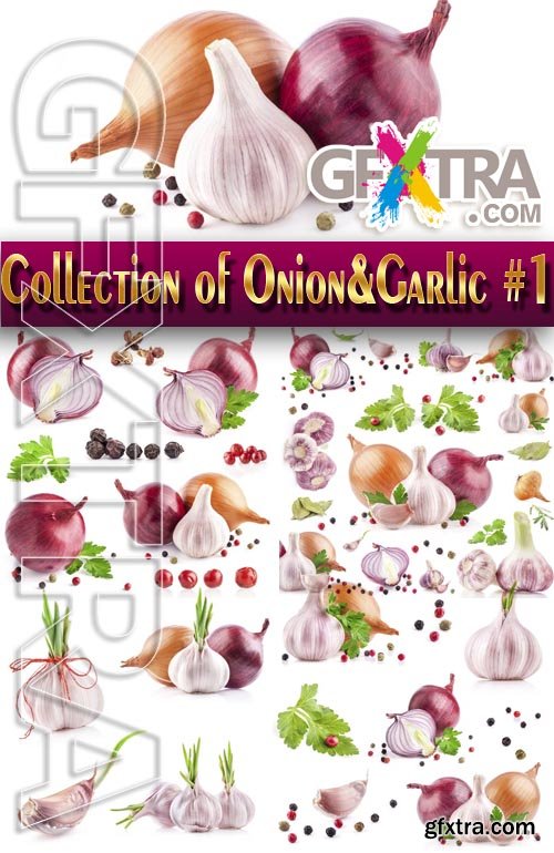 Food. Mega Collection. Onions and garlic #1 - Stock Photo