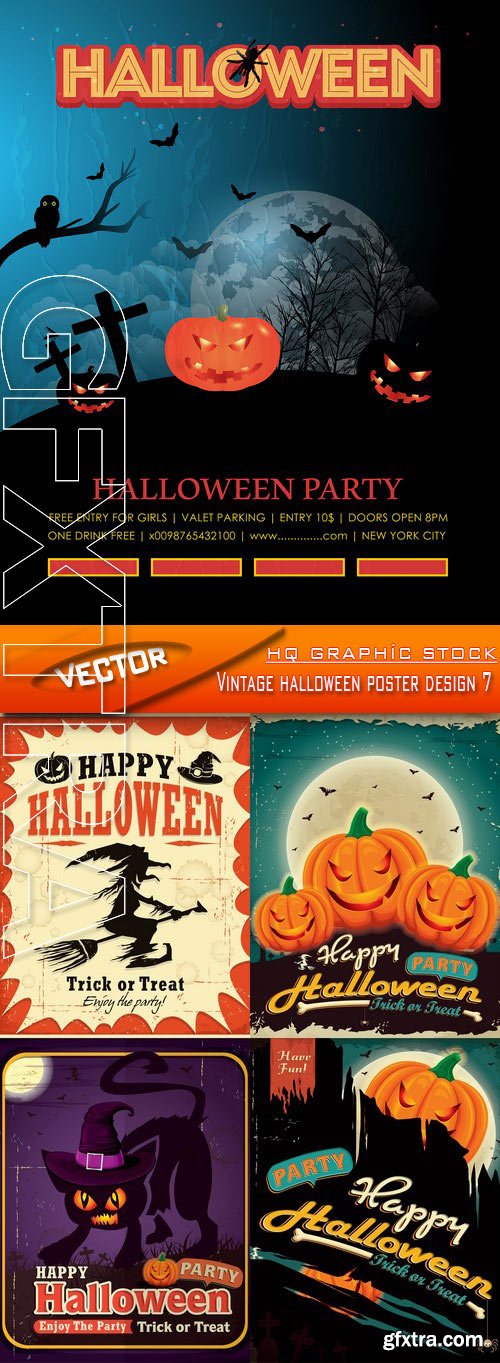 Stock Vector - Vintage halloween poster design 7