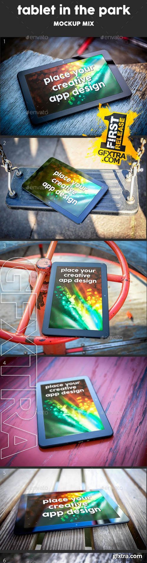 Tablet in The Park mock Up - Graphicriver 9167783