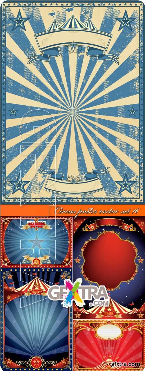 Circus poster vector set 16
