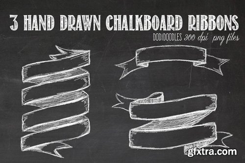 3 Hand Drawn Chalkboard Ribbons