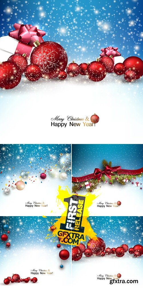 Christmas & New Year 2015 Backgrounds Vector