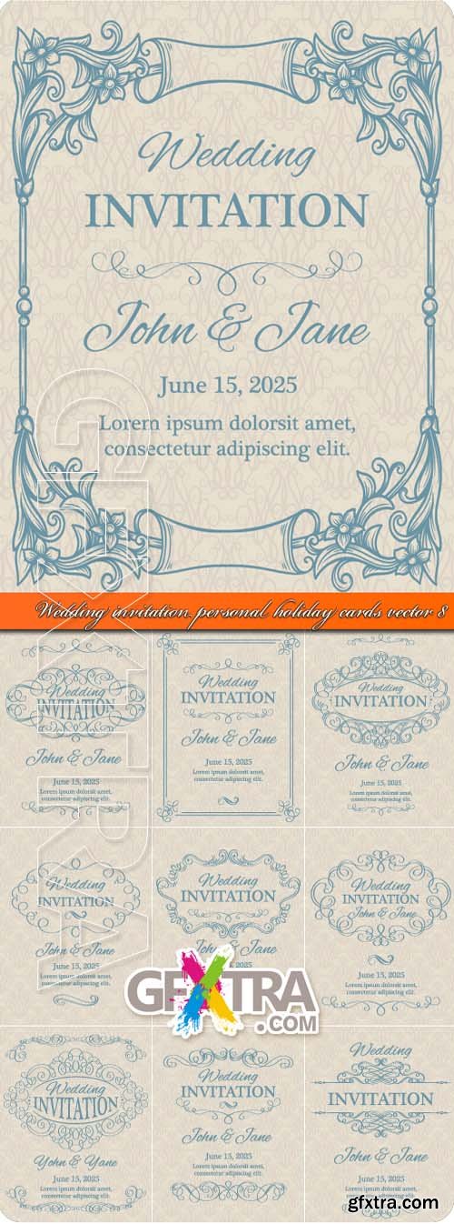 Wedding invitation personal holiday cards vector 8