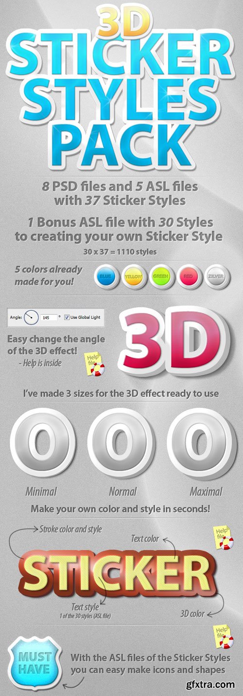GraphicRiver - 3D Sticker Styles Pack