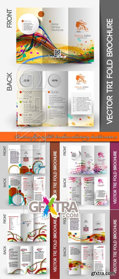 Business flyer tri fold brochure advertising booklet vector 9