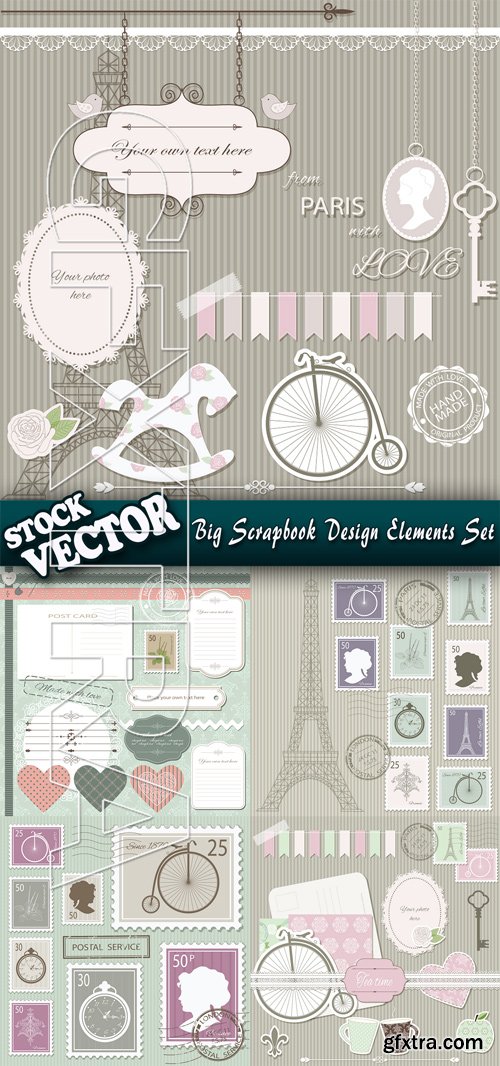 Stock Vector - Big Scrapbook Design Elements Set