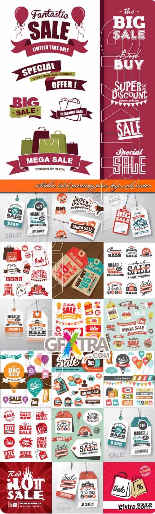 Sticker label printing price tags sale vector