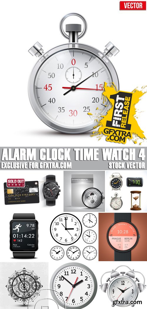 Stock Vectors - Alarm clock, Time, watch 4, 25xEPS