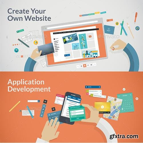 GraphicRiver - Flat Design Concepts for Websites and Apps Develop - 8915330