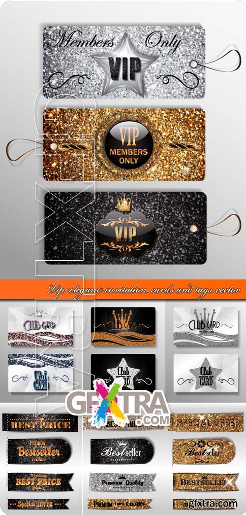 Vip elegant invitation cards and tags vector
