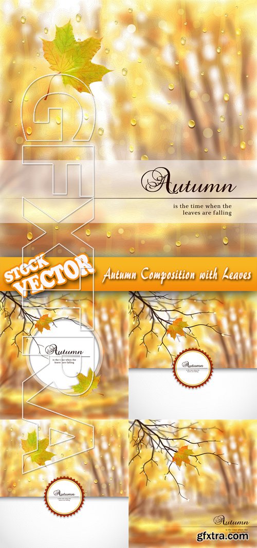 Stock Vector - Autumn Composition with Leaves