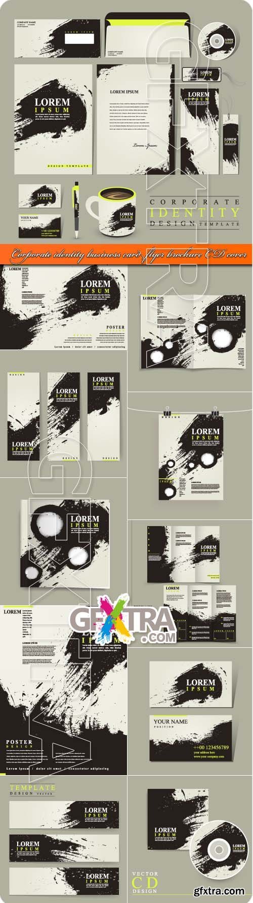Corporate identity business card flyer brochure CD cover poster banner booklet grunge style vector