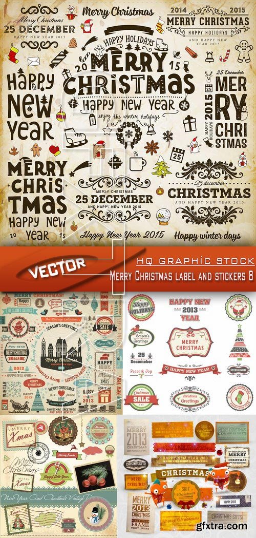 Stock Vector - Merry Christmas label and stickers 8