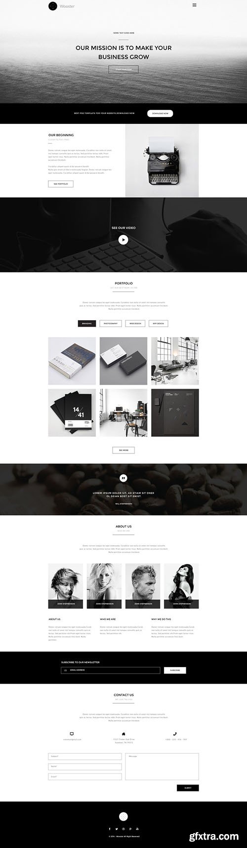 PSD Web Template - Wooster - Vintage Single Page