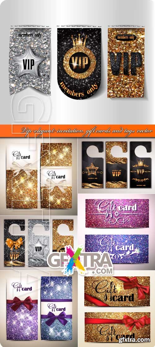 Vip elegant invitation gift cards and tags vector