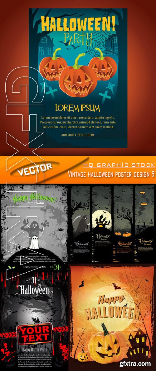 Stock Vector - Vintage halloween poster design 9