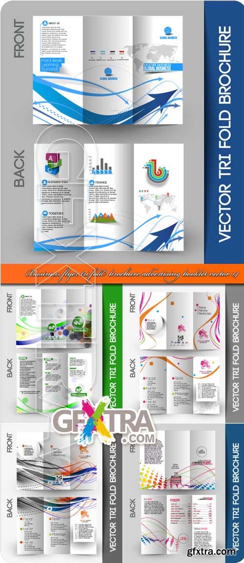 Business flyer tri fold brochure advertising booklet vector 14