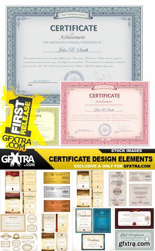 Certificate Design Elements - 30 Vector