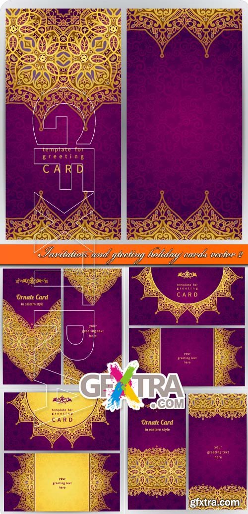 Invitation and gteeting holiday cards vector 2