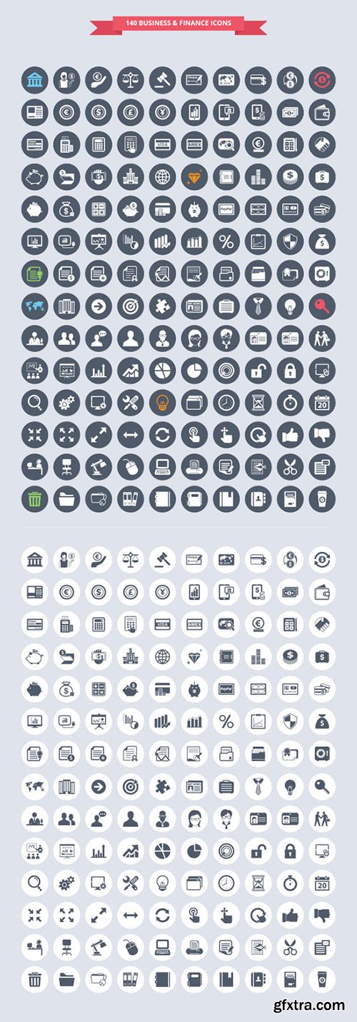 140 EPS Business & Finance Vector Icon Set