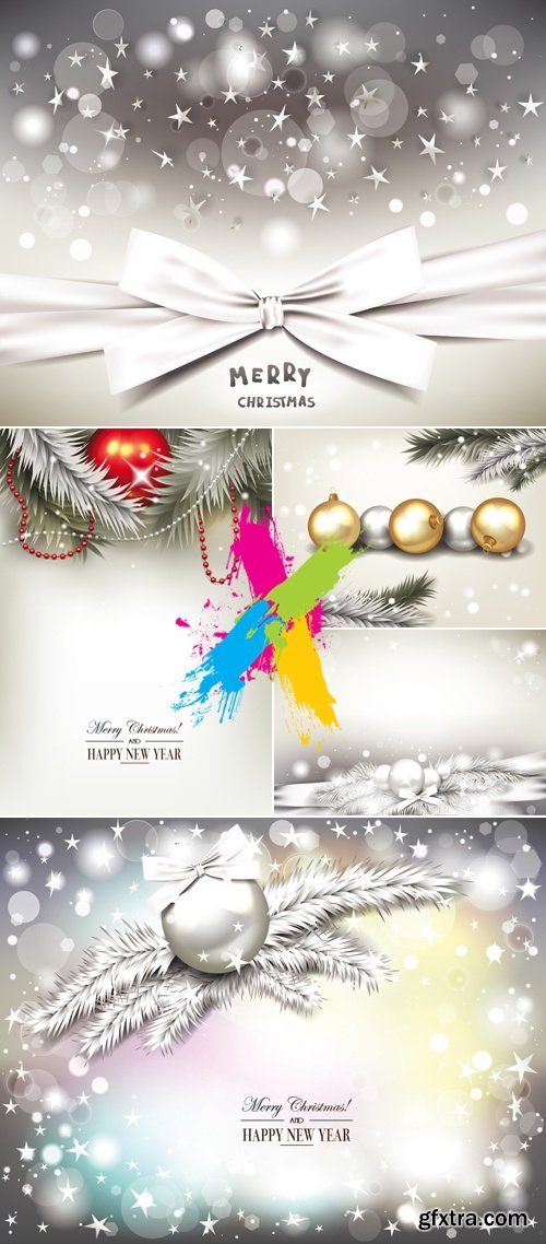 White Christmas Backgrounds with Decorations Vector