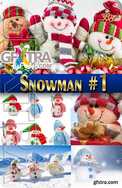 Funny snowmen #1 - Stock Photo