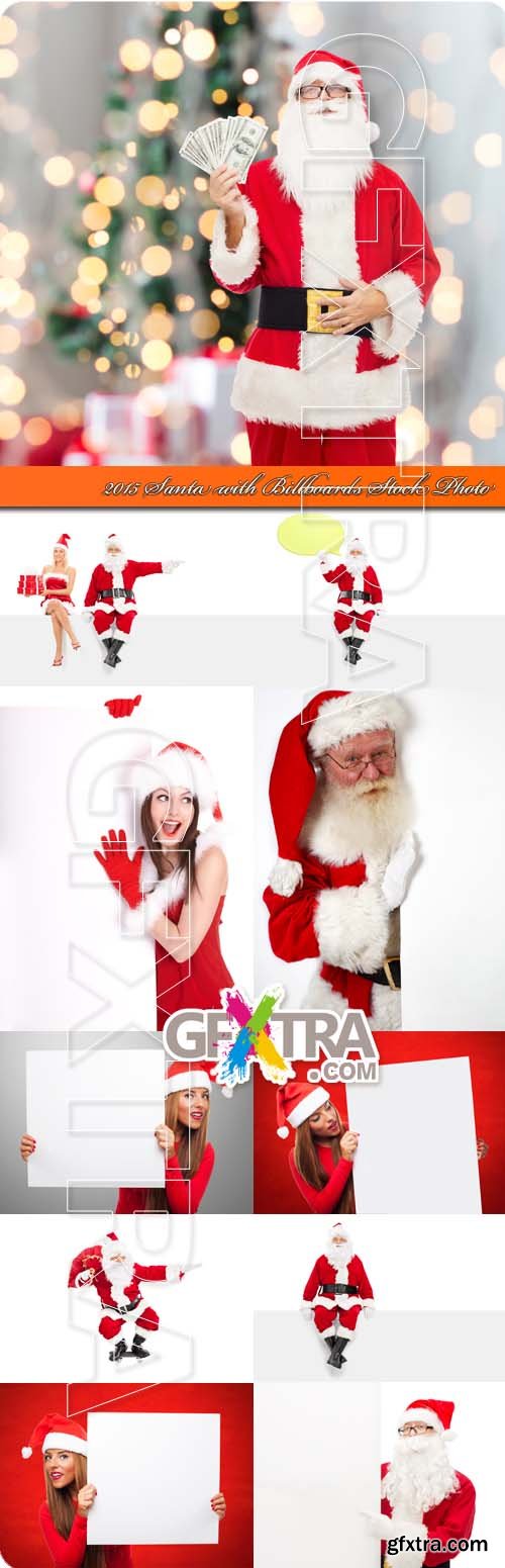 2015 Santa with Billboards Stock Photo