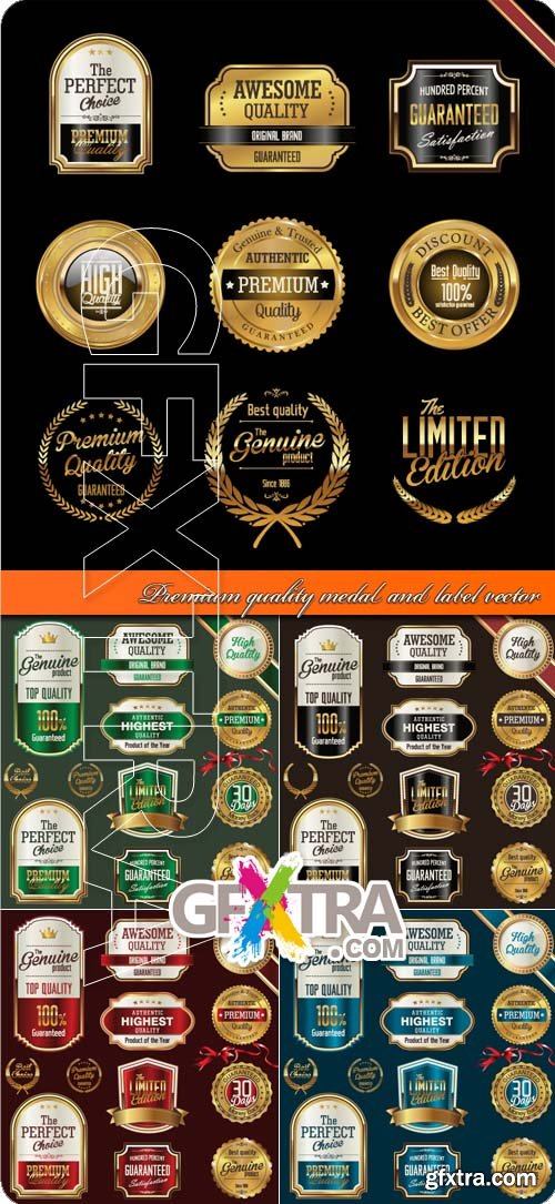 Premium quality medal and label vector