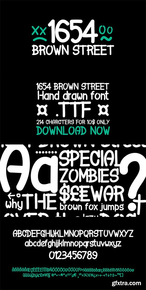 1654 Brown Street Font - 1 Font $10