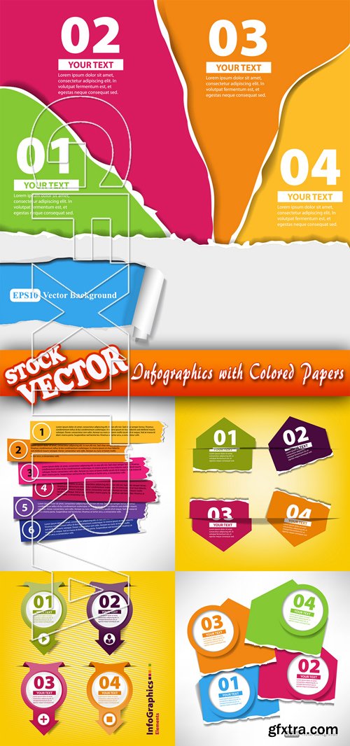 Stock Vector - Infographics with Colored Papers