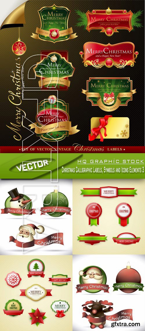 Stock Vector - Christmas Calligraphic Labels, Symbols and Icons Elements 3