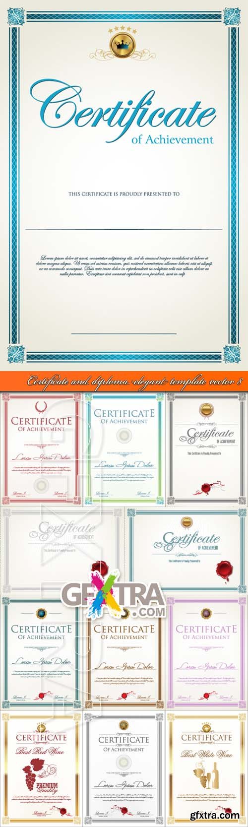 Certificate and diploma elegant template vector 8