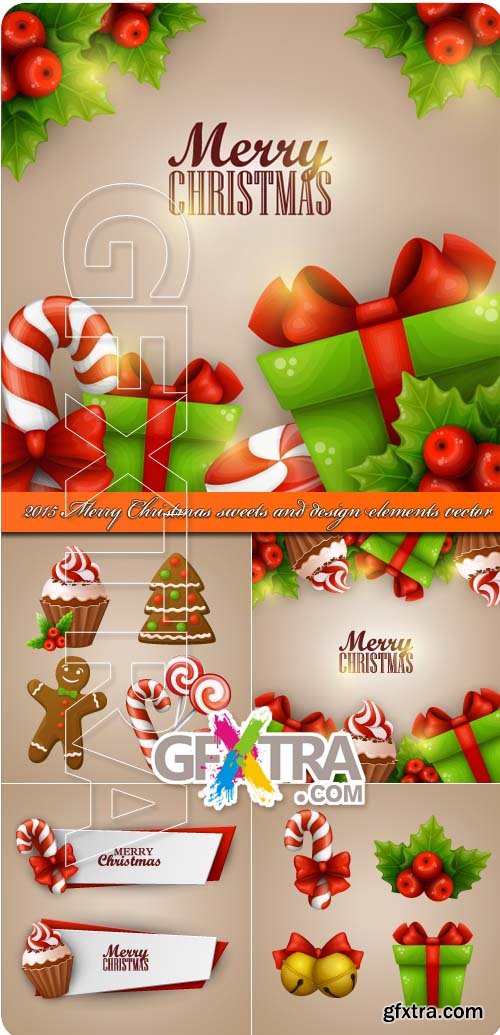 2015 Merry Christmas sweets and design elements vector