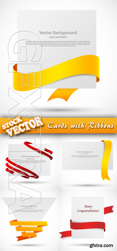 Stock Vector - Cards with Ribbons