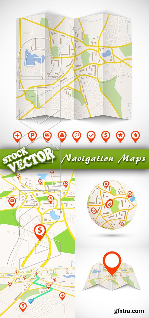Stock Vector - Navigation Maps