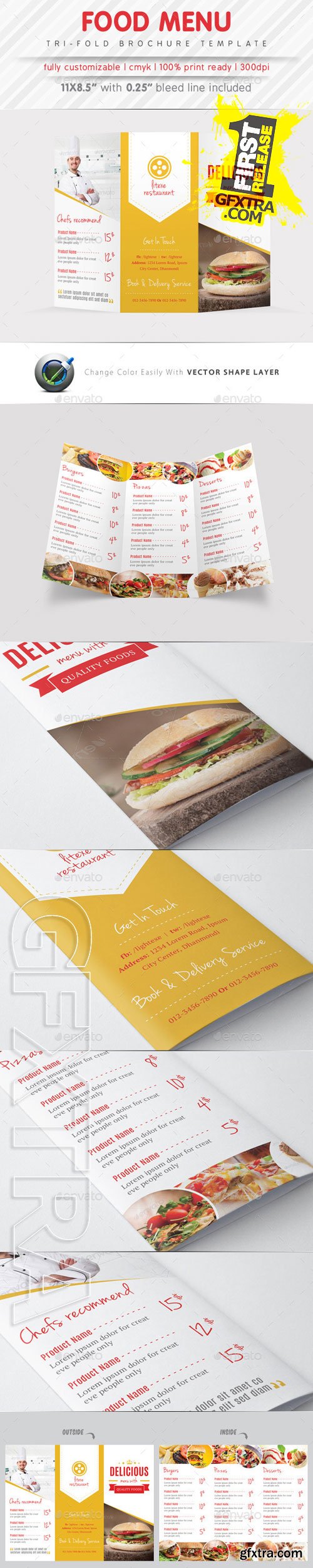 GraphicRiver - Food Menu Tri Fold Brochure 9343324