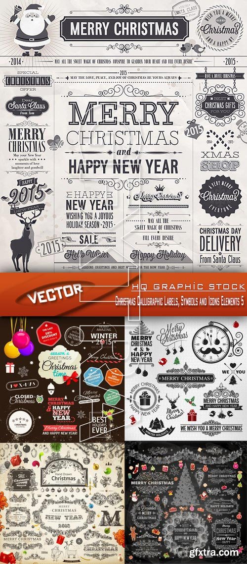 Stock Vector - Christmas Calligraphic Labels, Symbols and Icons Elements 5