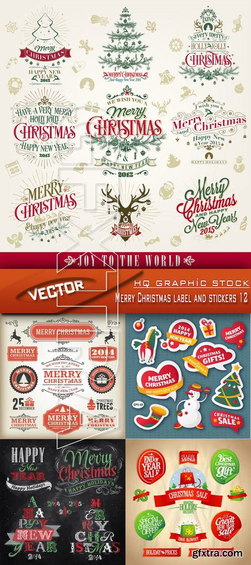 Stock Vector - Merry Christmas label and stickers 12