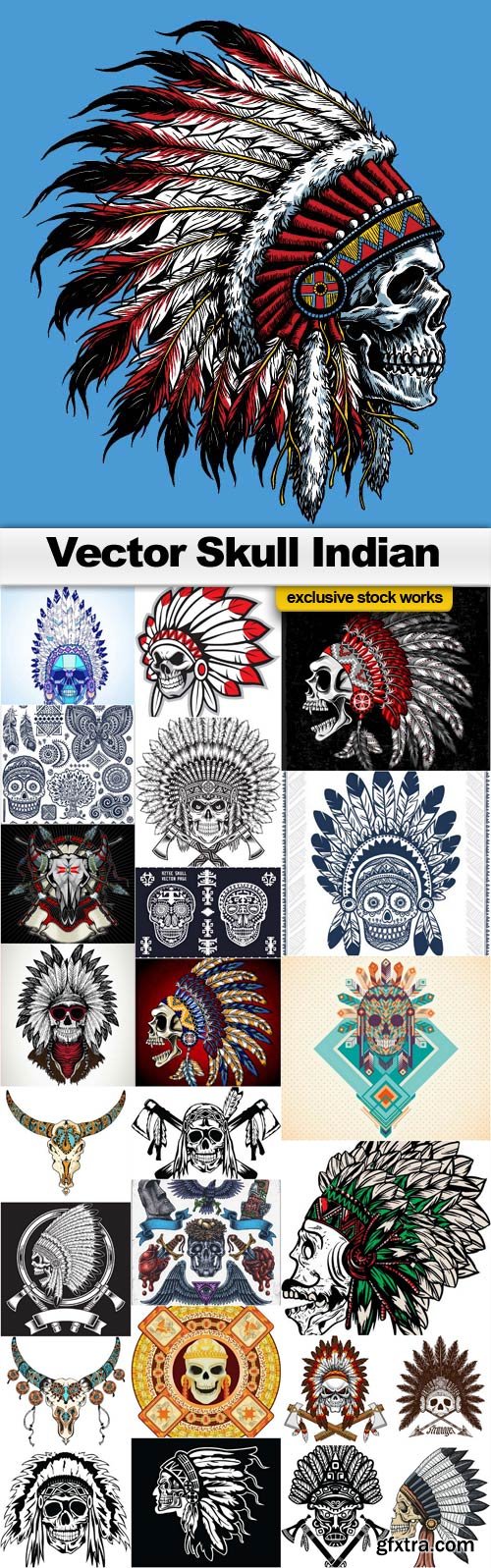 Vector Skull Indian - 25x EPS